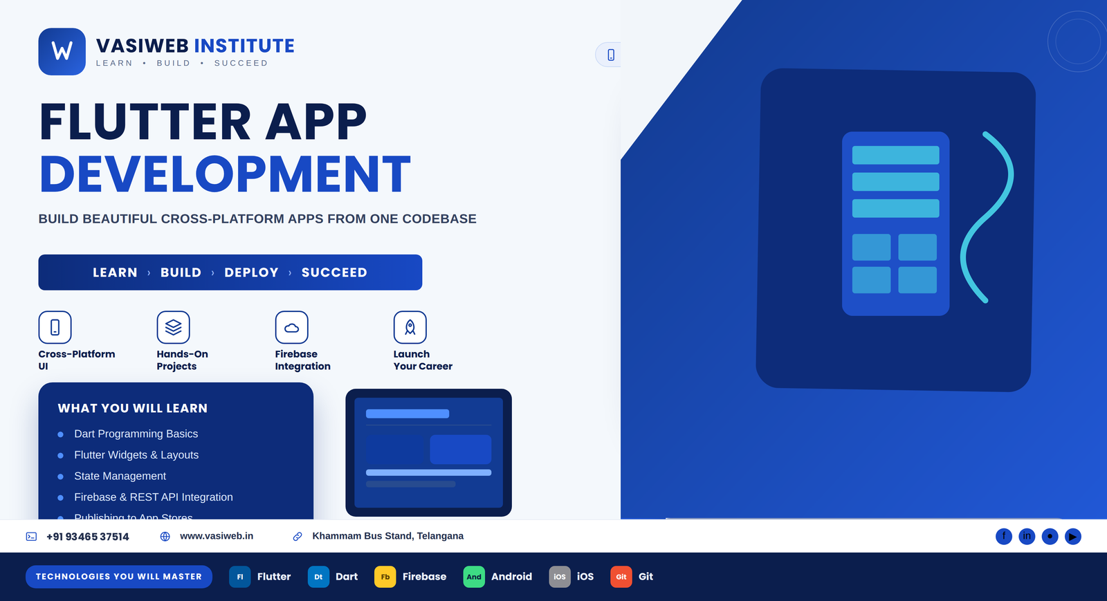 Flutter App Development course in Khammam — Android and iOS mobile apps training